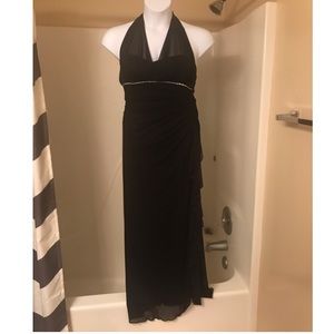 Black sheer halter asymmetrical dress